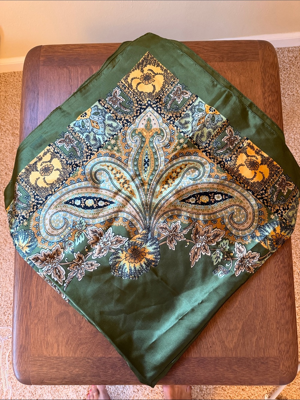 M.O.S.I Olive Green and Yellow Paisley Accent Scarf